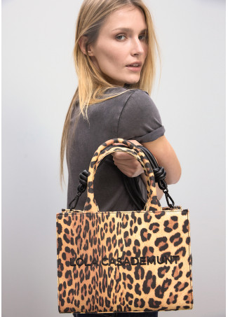 Mini shopper tejido leopardo