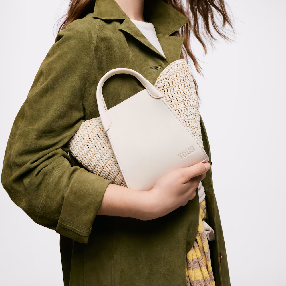 Capazo pequeño beige TOUS Tulip Rafia