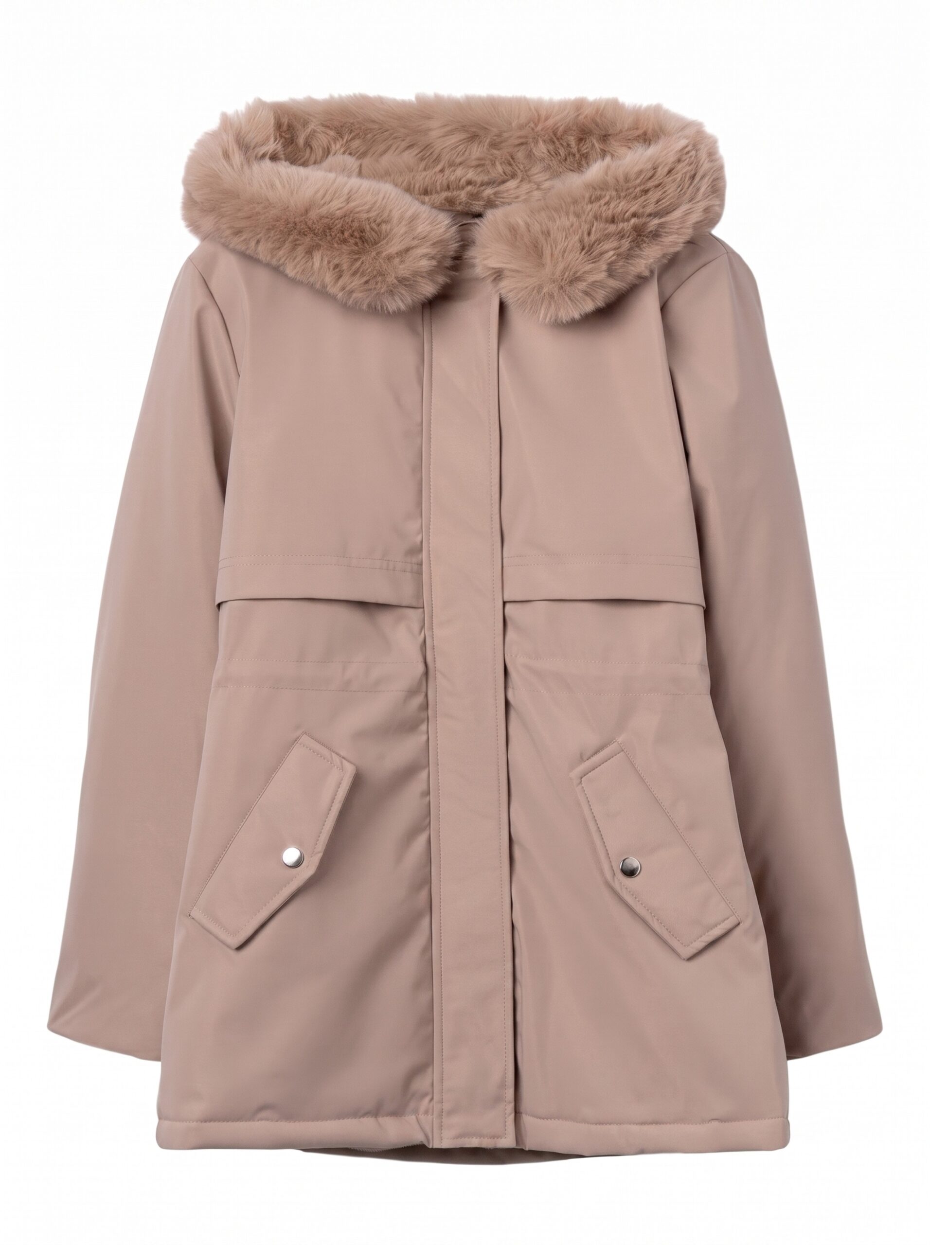 Abrigo beige con capucha - Imagen 2