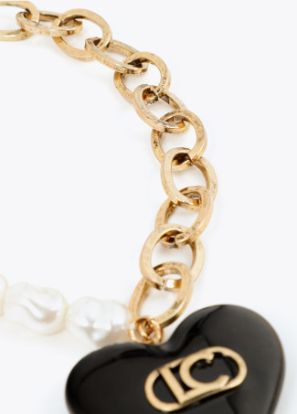 Collar combinado perlas y cadena con corazón personalizado - Imagen 4